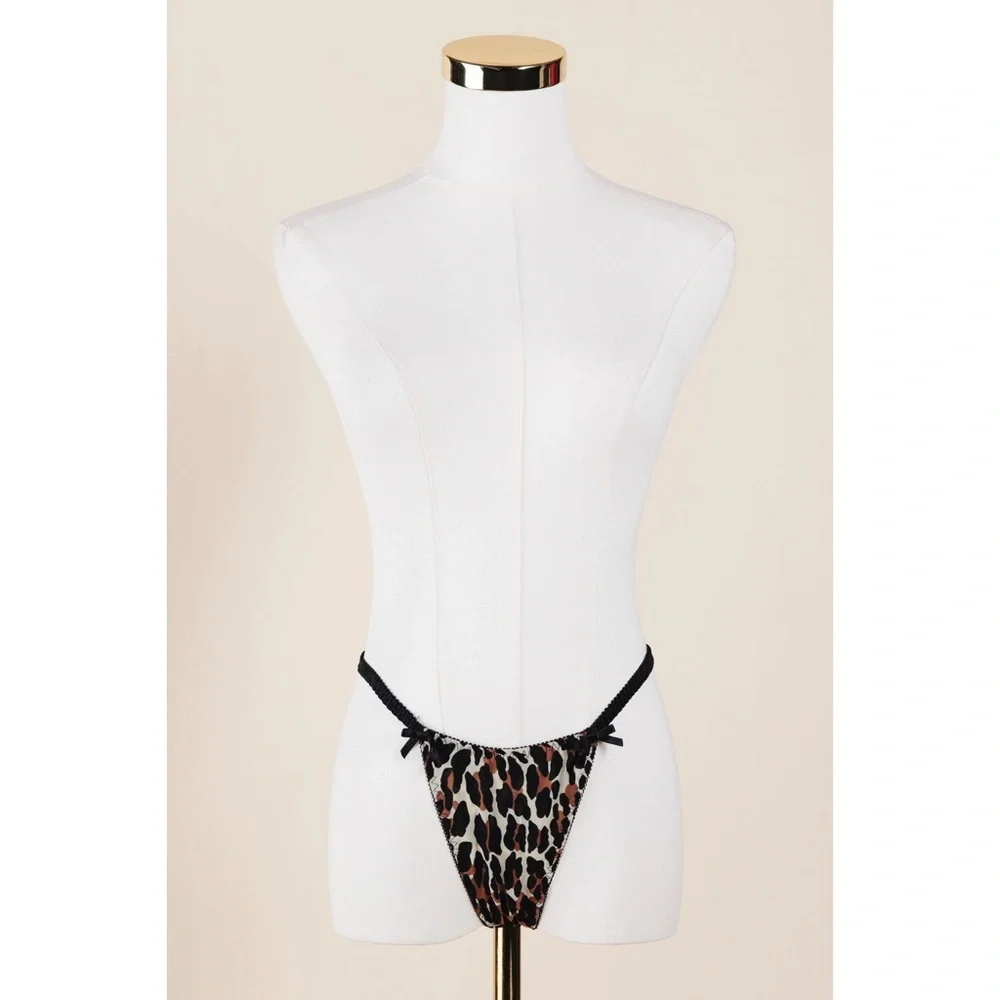 Sz M Betsey Johnson Intimates Black Lace Leopard Print Baby Doll Slip Set GUC - Picture 7 of 7